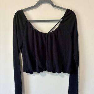 Free People Cropped Thermal Small Bohemian Hippie Peasant Black Whimsigoth Boho